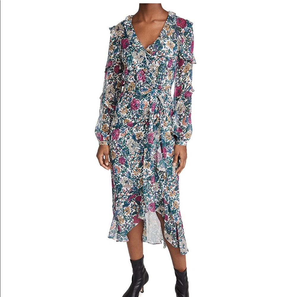 Veronica Beard - Long Sleeve Green Pattern Wrap Dress (2)